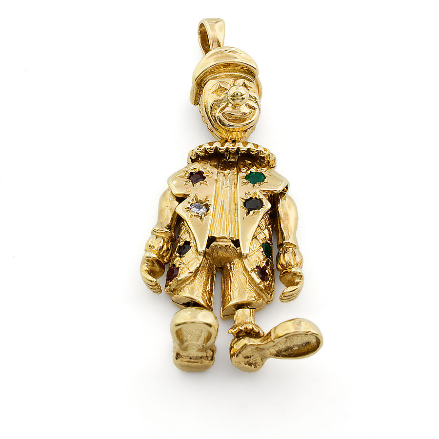 9ct gold Clown Pendant with gemstones